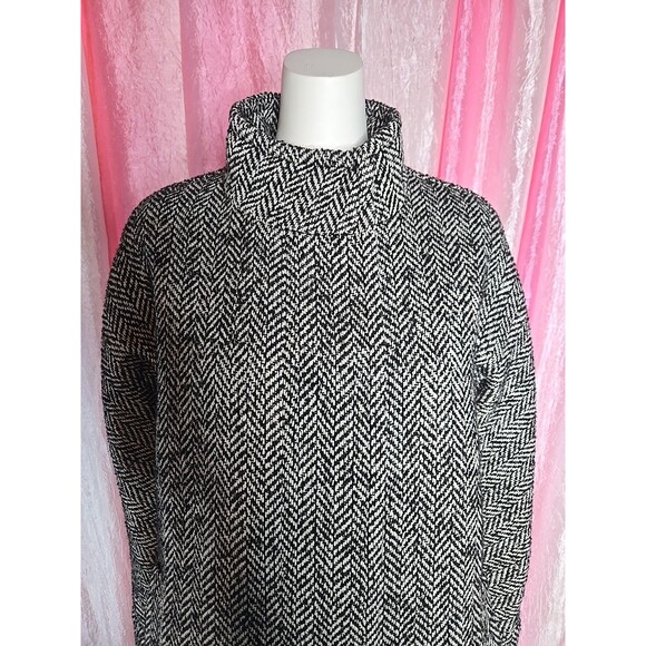 J. Crew Houndstooth Wool Blend Lined Classic Mock Neck Coat Size 10 - Picture 3 of 14